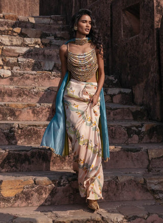 Noor drape skirt set