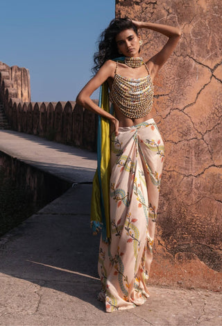 Noor drape skirt set