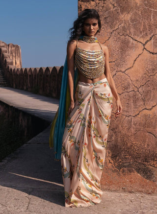 Noor drape skirt set