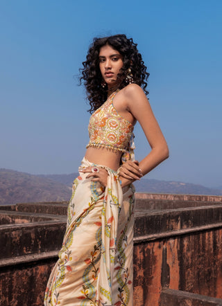 Buttercup printed sari and blouse