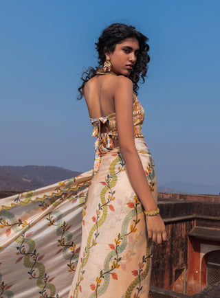 Buttercup printed sari and blouse