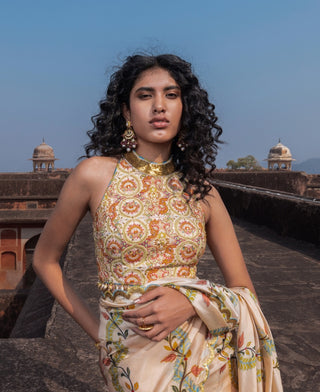 Buttercup printed sari and blouse