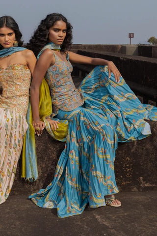 Noor mist blue gharara set