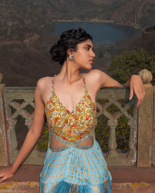 Mist blue ghagri maxi