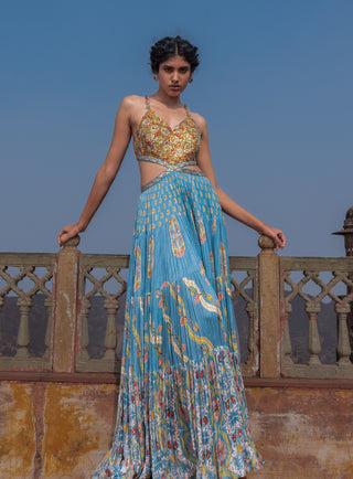 Mist blue ghagri maxi