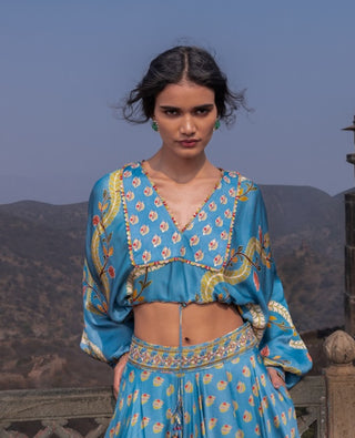 Mist blue kumari skirt and top