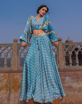 Mist blue kumari skirt and top