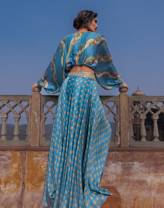 Mist blue kumari skirt and top