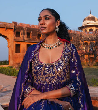 Purple baingani 40-kali anarkali set