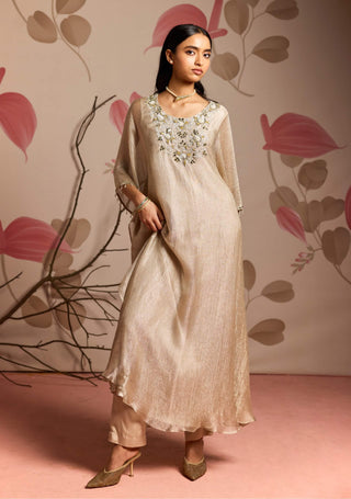 Gold embellished kaftan and straight pants
