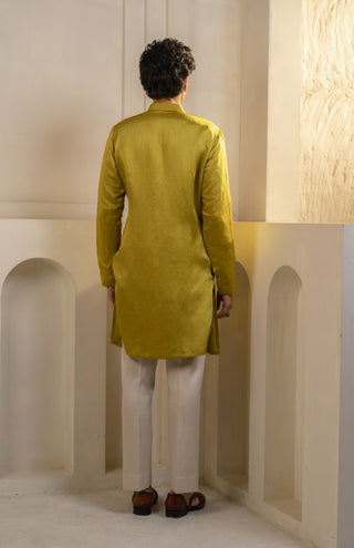 Gold moss linen silk kurta and pant