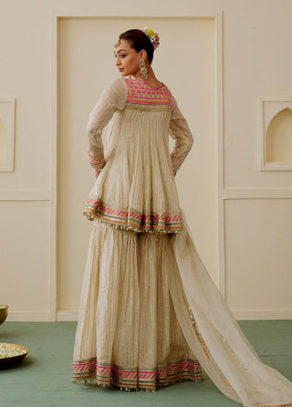Ivory multi embroidered gharara set