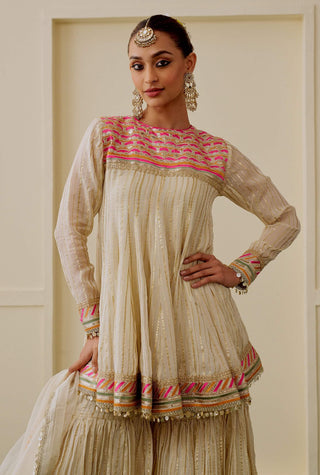 Ivory multi embroidered gharara set