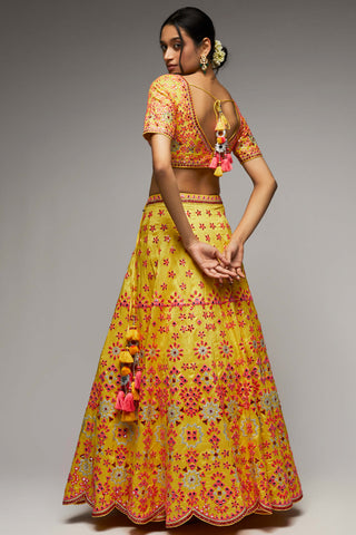 Gopi Vaid-Mela Yellow Lehenga Set-INDIASPOPUP.COM