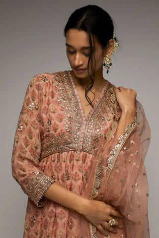 Gopi Vaid-Nusrat Floral Pink Sharara Set-INDIASPOPUP.COM