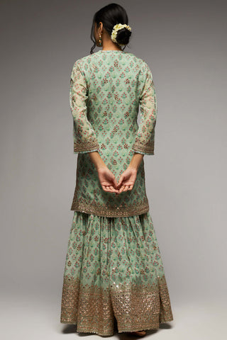 Gopi Vaid-Nusrat Mint Green Short Sharara Set-INDIASPOPUP.COM