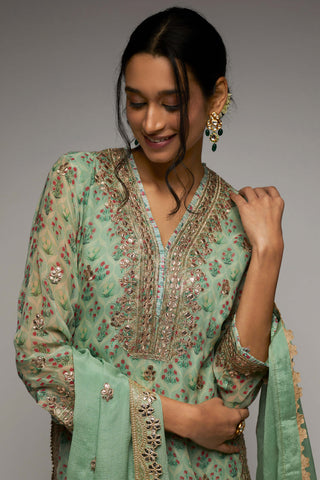 Gopi Vaid-Nusrat Mint Green Short Sharara Set-INDIASPOPUP.COM