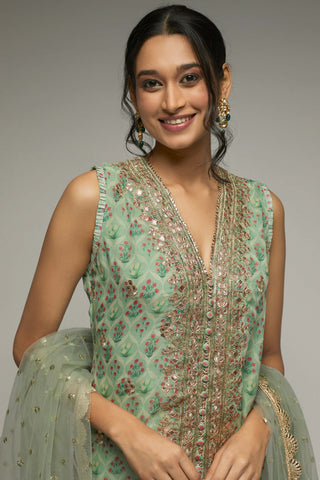 Gopi Vaid-Nusrat Mint Green Gharara Set-INDIASPOPUP.COM