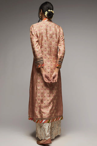 Gopi Vaid-Pink Embroidered Jacket Tunic And Palazzo-INDIASPOPUP.COM