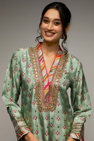 Gopi Vaid-Mint Green Kurta And Palazzo-INDIASPOPUP.COM