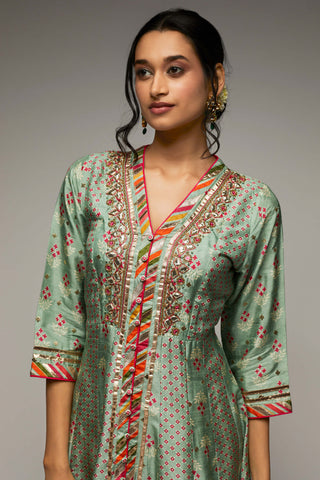 Gopi Vaid-Green Tilla Anarkali And Palazzo-INDIASPOPUP.COM