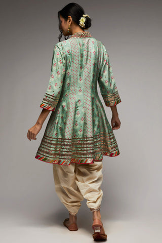 Gopi Vaid-Mint Green Kurta And Dhoti-INDIASPOPUP.COM