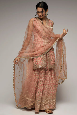 Gopi Vaid-Nusrat Pink Gharara Set-INDIASPOPUP.COM