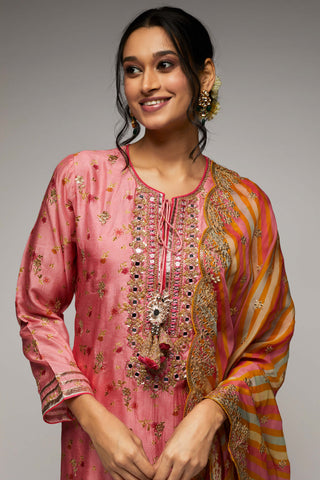 Gopi Vaid-Pink Rashida Tunic Set-INDIASPOPUP.COM