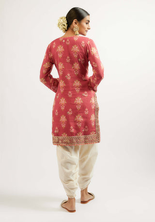 Moulika Red Tunic And Dhoti Set by Gopi Vaid, available on Indiaspopup.com