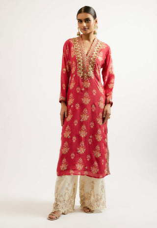 Gargi Printed Red Tunic by Gopi Vaid, available on Indiaspopup.com