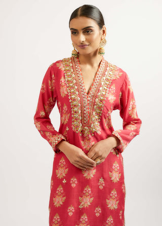 Gargi Printed Red Tunic by Gopi Vaid, available on Indiaspopup.com