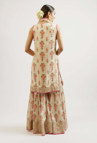 Dhriti Ivory Sleeveless Sharara Set by Gopi Vaid, available on Indiaspopup.com