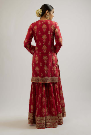 Sadhna Red Sharara Set by Gopi Vaid, available on Indiaspopup.com