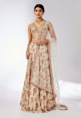 Esha Ivory Lehenga Set by Gopi Vaid, available on Indiaspopup.com