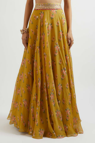 Esha Mustard Lehenga Set by Gopi Vaid, available on Indiaspopup.com