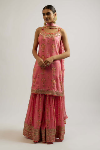 Advika Pink Strappy Sharara Set by Gopi Vaid, available on Indiaspopup.com