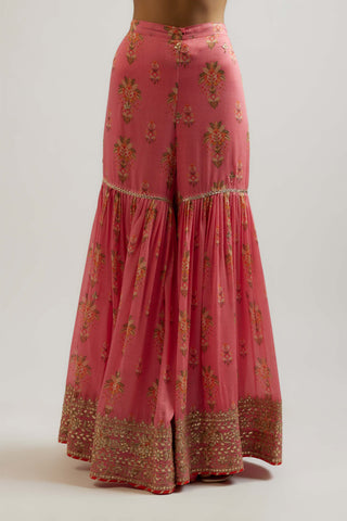 Advika Pink Strappy Sharara Set by Gopi Vaid, available on Indiaspopup.com