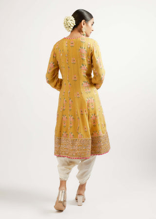 Ekta Mustard Floral Dhoti Set by Gopi Vaid, available on Indiaspopup.com