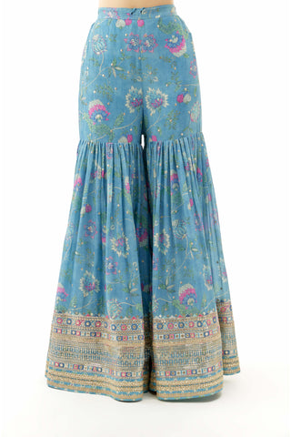 Blue janhavi peplum and sharara set