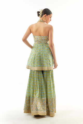 Yellow janhavi peplum and sharara set