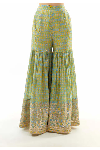 Yellow janhavi peplum and sharara set