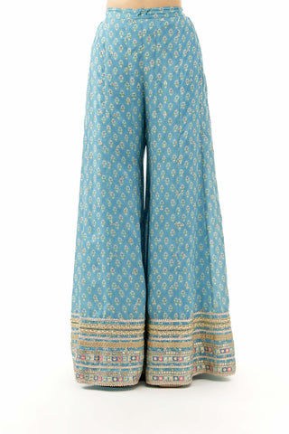 Blue simoni peplum and sharara set