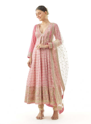 Pink prisha anarkali set