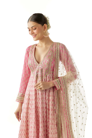 Pink prisha anarkali set