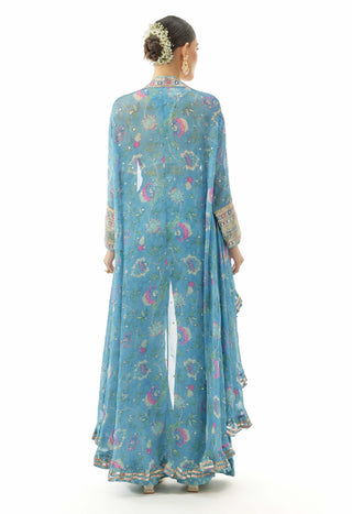 Blue gunjan pant and cape set