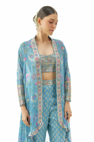 Blue gunjan pant and cape set