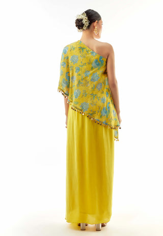 Yellow vaishnavi one-shoulder skirt and blouse
