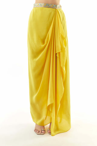 Yellow vaishnavi one-shoulder skirt and blouse