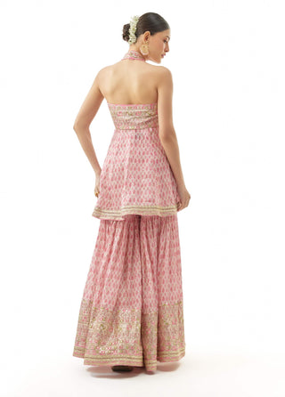 Pink janhavi peplum and sharara set