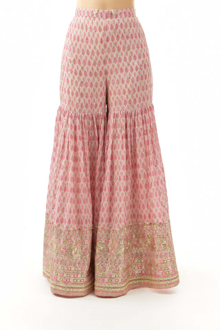 Pink janhavi peplum and sharara set